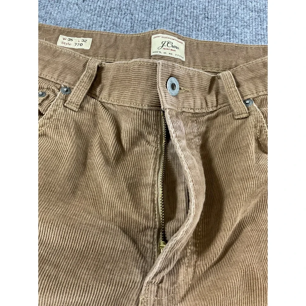 J Crew 770 Corduroy Pants Mens 35x32 Brown Slim Fit Cotton Corduroy Casual Chino